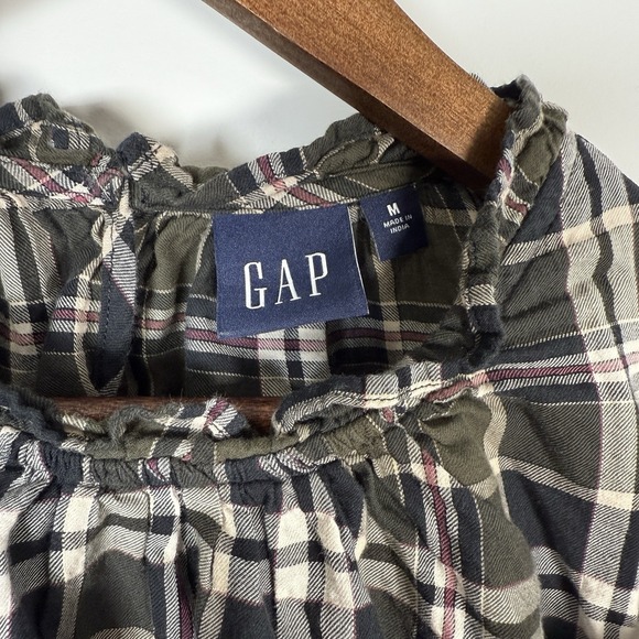 Gap Plaid Riddle Women's Olive Long Sleeve Shirt Size Medium‎ - Picture 4 of 6